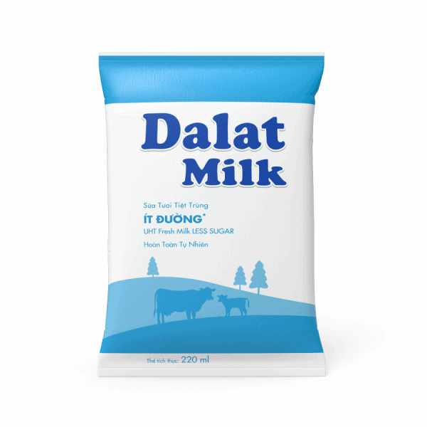 Sữa Tiệt Trùng Ít Đường 220ml Dalat Milk