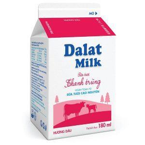 Sữa Thanh Trùng Dâu 180ml Dalat Milk