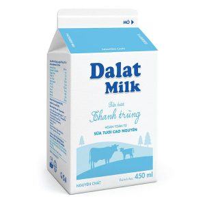 Sữa Thanh Trùng Không Đường 450ml Dalat Milk