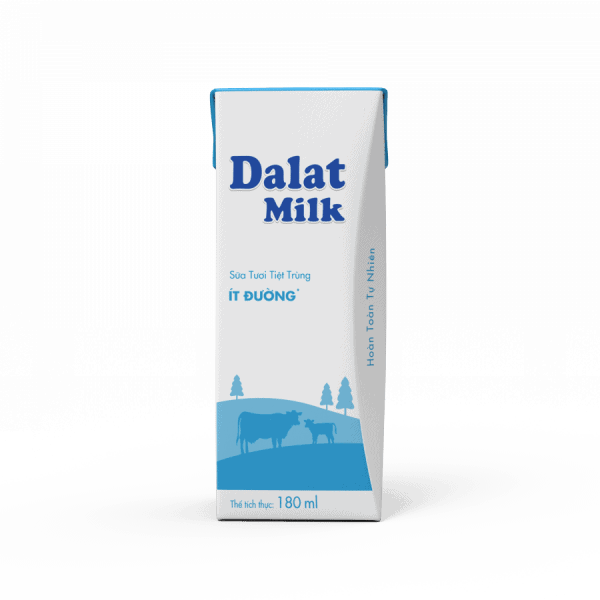 Sữa Tiệt Trùng Ít Đường 180ml Dalat Milk